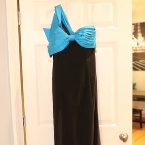 Mikael Aghal Turquoise and Black Maxi Dress